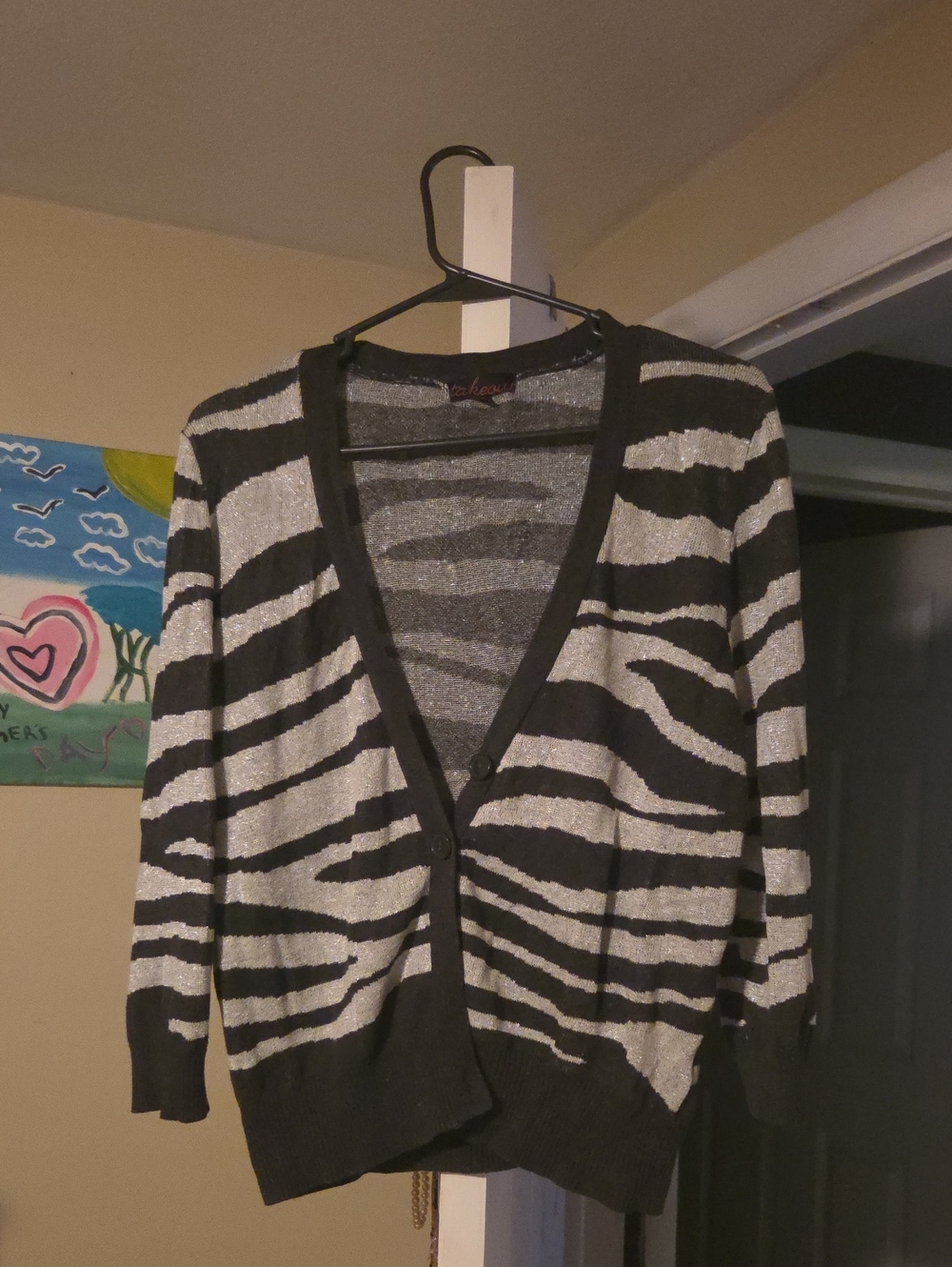 Takeout Metallic Knit Open Cardigan - Black & Silver